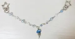 ハンドメイド　スクバチャーム　クラゲ　海　星　　バックチャーム　海月　水色　透明