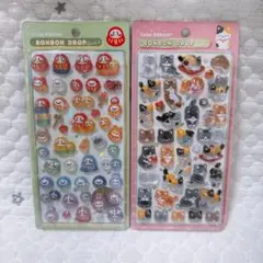 【正規品】ボンボンドロップシール 和柄 和猫 だるま 2点セット