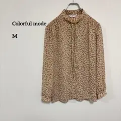 Colorful mode 花柄長袖ブラウス M９号サイズ　日本製　c142⑤