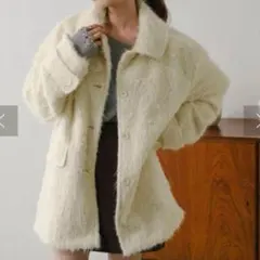 美品　Kastane シャギーコート イエロー