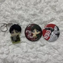 進撃の巨人 エレン アクリルキーホルダー 缶バッジ