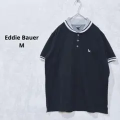 Eddie Bauer 半袖ポロシャツ ワンポイント刺繍 黒 M 定番 J481