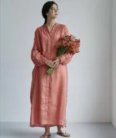 Sara mallika 刺繍ロングワンピース コーラル - メルカリ
