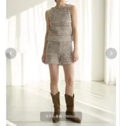 SNIDEL Sustainable ニットタンクトップス ショートパンツセット