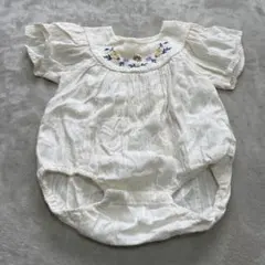 テータテート　アイボリー　刺繍ロンパース 70 半袖　バースデイ