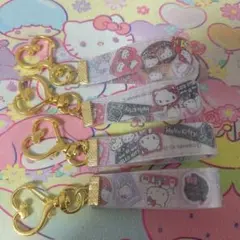 ハローキティ50周年マスキングテープで作成 ストラップ キーホルダー セット