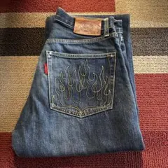 ミラクルウーマン デニムパンツ ファイヤーパターン クリームソーダ 
