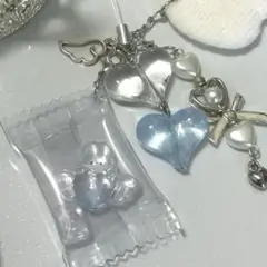 【01】ボンボンドロップキャンディキーホルダー うさぎてんし
