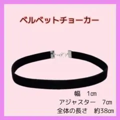289チョーカーベルベット 幅1㎝ 黒 首輪 レディース ブラック リボン