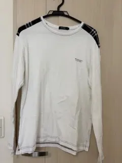 BURBERRY BLACK LABEL 長袖Tシャツ ホワイト　方チェック