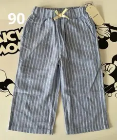未使用タグ付き★mirror bae.青と白のストライプパンツ　90