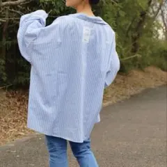 しまむら×nozomi ストライプシアーシャツ　Mサイズ
