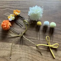 花モチーフ髪飾りセット　11点