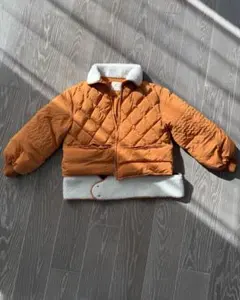 Earpopo オレンジ キルティング ダウンジャケット ダウン90%