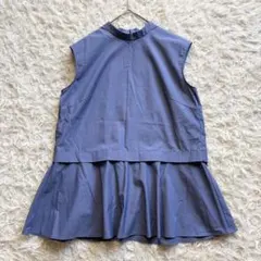極美品✨セオリーリュクス スタンドカラーペプラムブラウス 38 ブルー