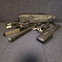 SALONIA ストレートアイロン ヒートブラシ ブラシヘアアイロン セット