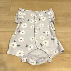 ベビー　服　60 BREEZE　花柄　フリル袖　ロンパース 薄紫