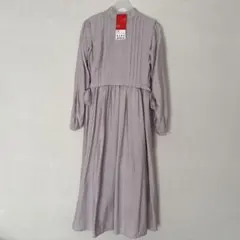 レイヤード ピンタックベスト＆ギャザーワンピース　グレージュ