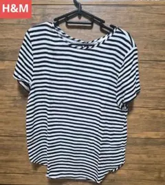 H&M 半袖カットソー ボーダー柄 ブラック×ホワイト
