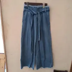 ローリーズファーム　ワイドデニムパンツ　フレアパンツ　フリンジデニム