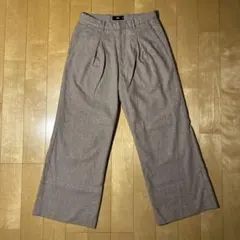 HARE ウール混ワイドスラックス S グレージュ 短丈 ツータック