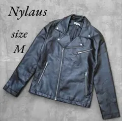 Nylaus　ナイラス　フェイクレザーライダースジャケット　M　ブラック