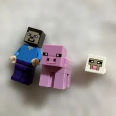 Minecraft スティーブと動物ミニフィグセット