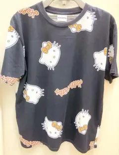 新品　サンリオ　ハローキティ　ヒョウ柄リボン　総柄Tシャツ　レディースLL