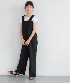 □ coca キッズ シボシャーリング クレープ オールインワンサロペット □