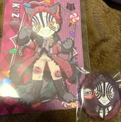 鬼滅の刃ダイニング猗窩座お楽しみくじハロウィン缶バッジポストカード2点セット