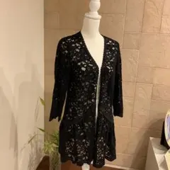 INGEBORG 黒レース七分袖　カーデガン