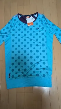 セール【新品未使用】PUMAプーマ 水色 ドット柄 長袖シャツ/L