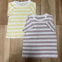 無印良品　100イエロー　110ピンク　半袖ボーダーセット