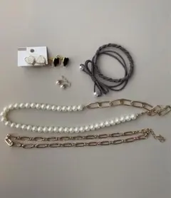 パールネックレス・ハートイヤリング　6点セット