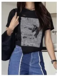 SHEIN DAZY ショート丈 Tシャツ ミニT y2k 韓国