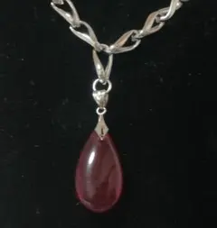 Red Ruby Style 赤い涙型ペンダントネックレス