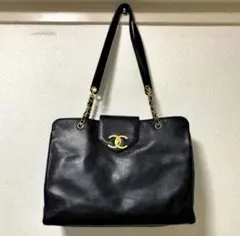 ヴィンテージ★CHANEL スーパーモデルバッグ　ボストン　キャビアスキン　黒