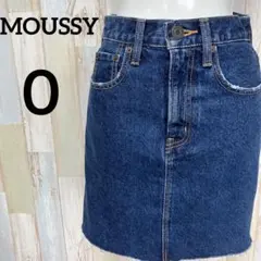 マウジー　デニムショートスカート　0 インディゴブルー　裾カットオフ　ほつれ