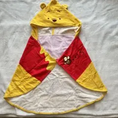 【美品】ディズニー プーさん フード付きタオル 大人もOK プール・海・水遊びに