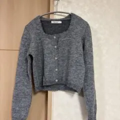 SHEIN ボタン付きグレーニットカーディガン