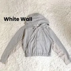 White Wall パーカー グレー 異素材切替 フード付き ジップアップ