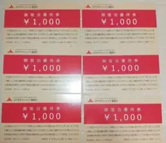 ホテルサンシャイン　鬼怒川 御宿泊優待券 　1,000円分 6枚セット