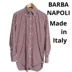 BARBA イタリア製　ストレッチ ボルドーストライプBDシャツ 40 美品のサムネイル