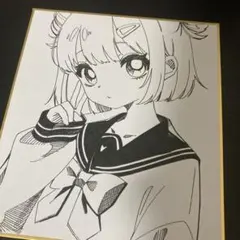 手書き アナログ オリジナル イラスト ミニ色紙 原画 - メルカリ