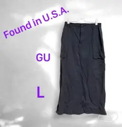 ✨人気✨GU カーゴロングスカート L ダークグレー 綿混 オールシーズンのサムネイル