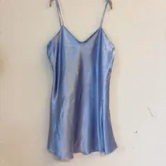 【C&A】サテン キャミソールワンピース ライトブルー 【S】 インポート