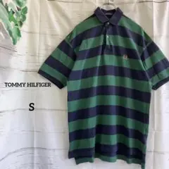 TOMMY HILFIGER トミーヒルフィガー　ポロシャツ　ネイビー×緑　S