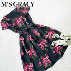 美品‼︎ M'SGRACY ノースリーブ ワンピース 膝丈 ミモレ丈 刺繍 38