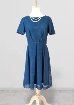 M'S GRACY ネイビー ひざ丈ワンピース 半袖 - メルカリ