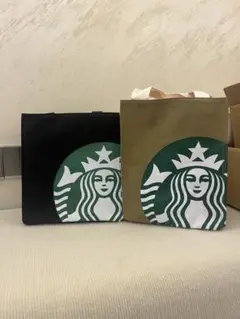 スターバックス エコバッグ 黒 ベージュ 2色セット